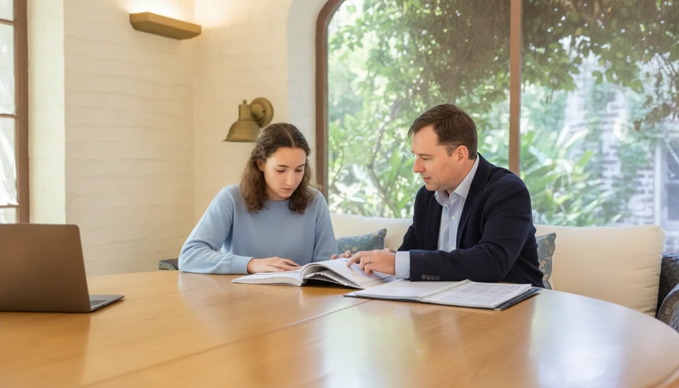 Student planning SAT preparation with a tutor